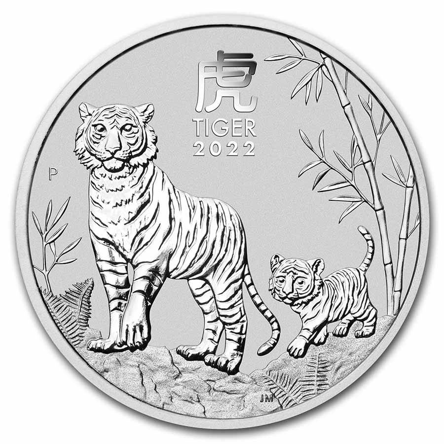 2022 Australia 2 oz Silver Lunar Tiger MS 70 (First Strike)