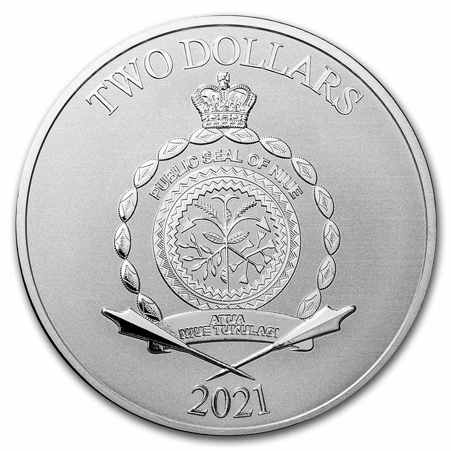 2021 Niue 1 oz Silver $2 Star Wars: Grogu "Baby Yoda" BU Coin