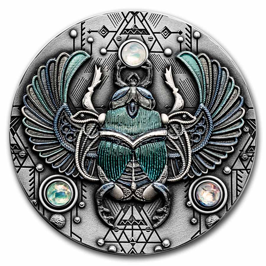 2021 Niue 2 oz Silver Antique Crystal Scarabaeus