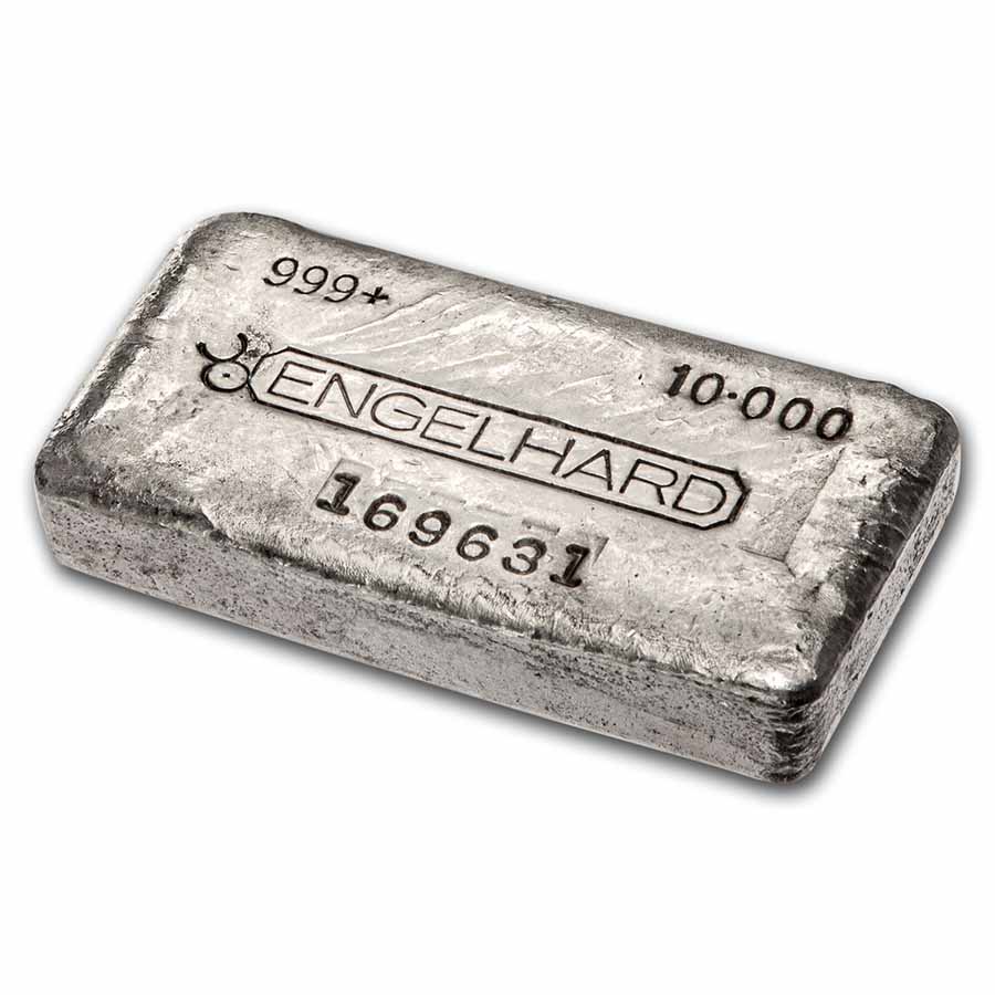 10 oz Silver Bar - Engelhard (Poured, Bull Logo, 5th Series)