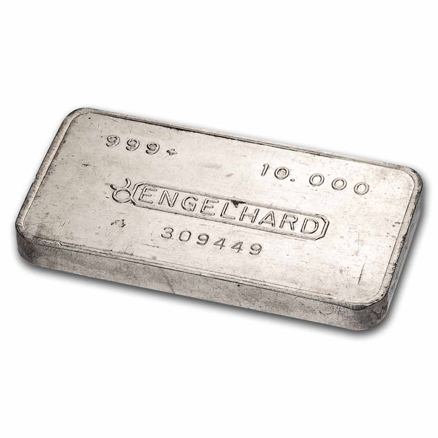 10 oz Silver Bar - Engelhard (Pressed, Bull Logo, 2nd Series)