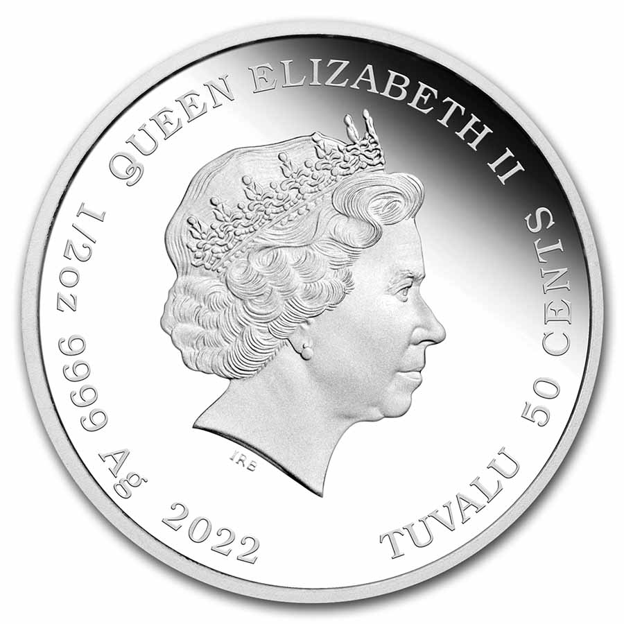 2022 Tuvalu 1/2 oz Silver Lunar Baby Tiger Proof (Colorized)