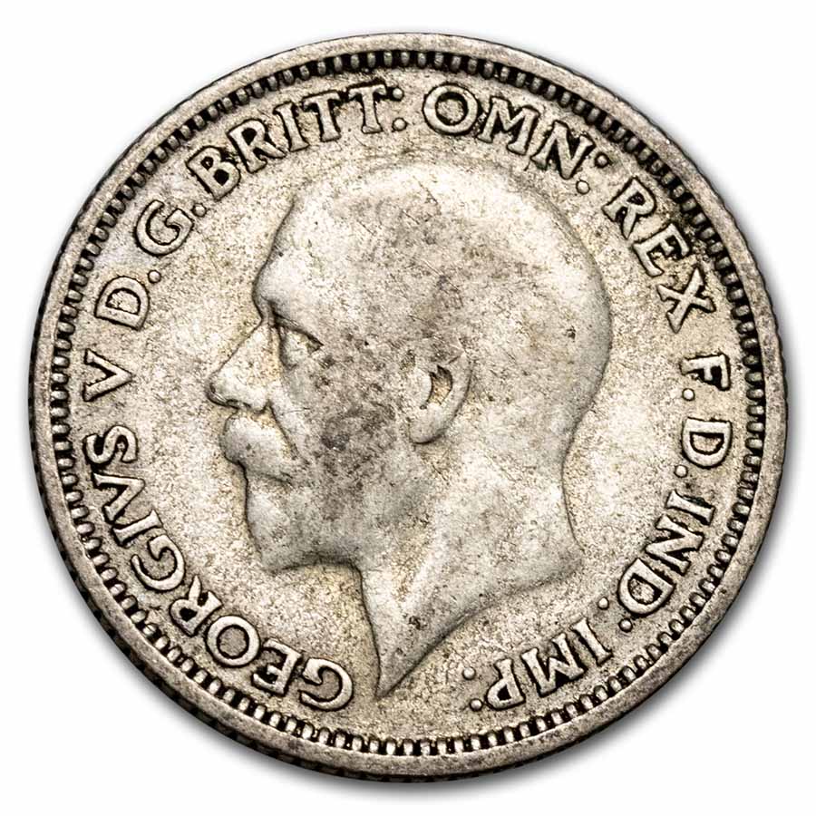 1928-1936 Great Britain Silver 6 Pence George V Avg Circ