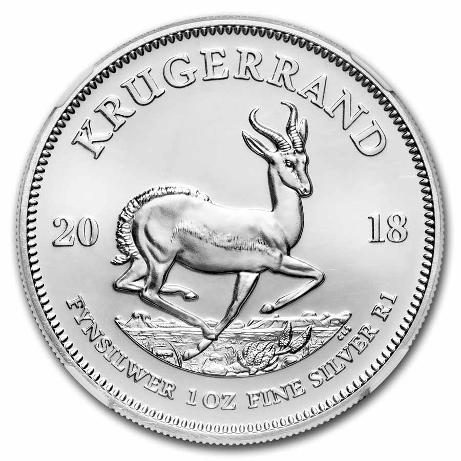 2018 South Africa 1 oz Silver Krugerrand MS-69 NGC (First Day)