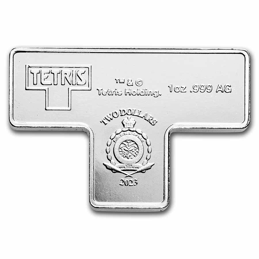 2023 Tetris™ Niue 1 oz Silver $2 T-Tetrimino Block (Purple)