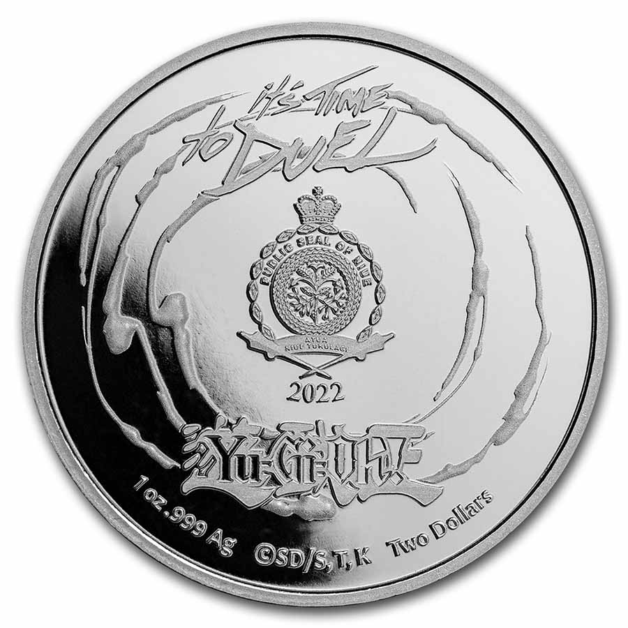 2022 Niue 1 oz Silver $2 Yu-Gi-Oh! Game Flip Coin 25th Anniv BU