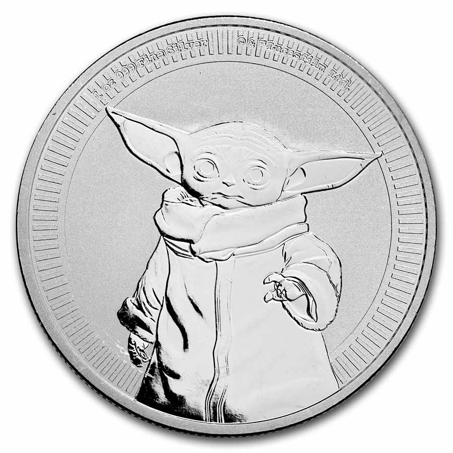Niue 1 oz Silver $2 Star Wars: Grogu "Baby Yoda" (Scruffy) Random