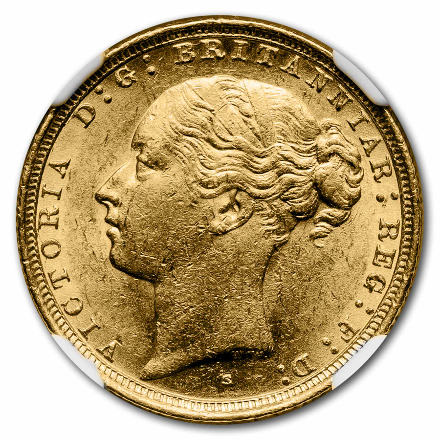 1887-S Australia Gold Sovereign Young Victoria MS-61 NGC