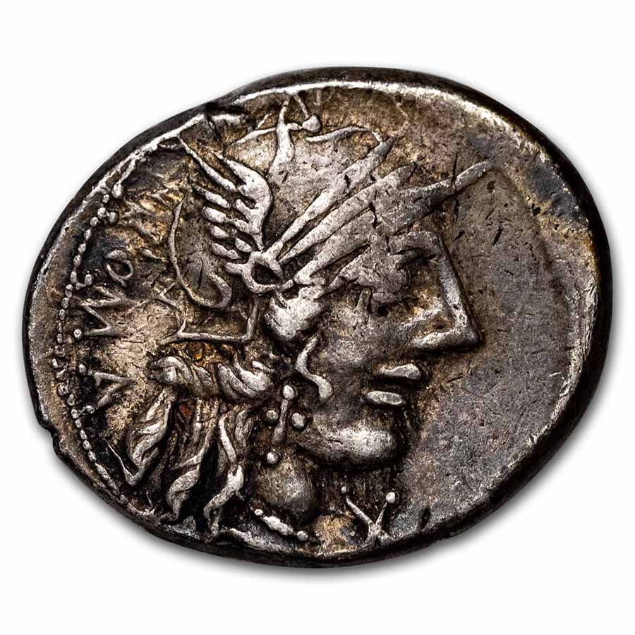 Roman Rep. Silver Denarius M. Fannius (123 BC) Ch Fine (Cr-275/1)