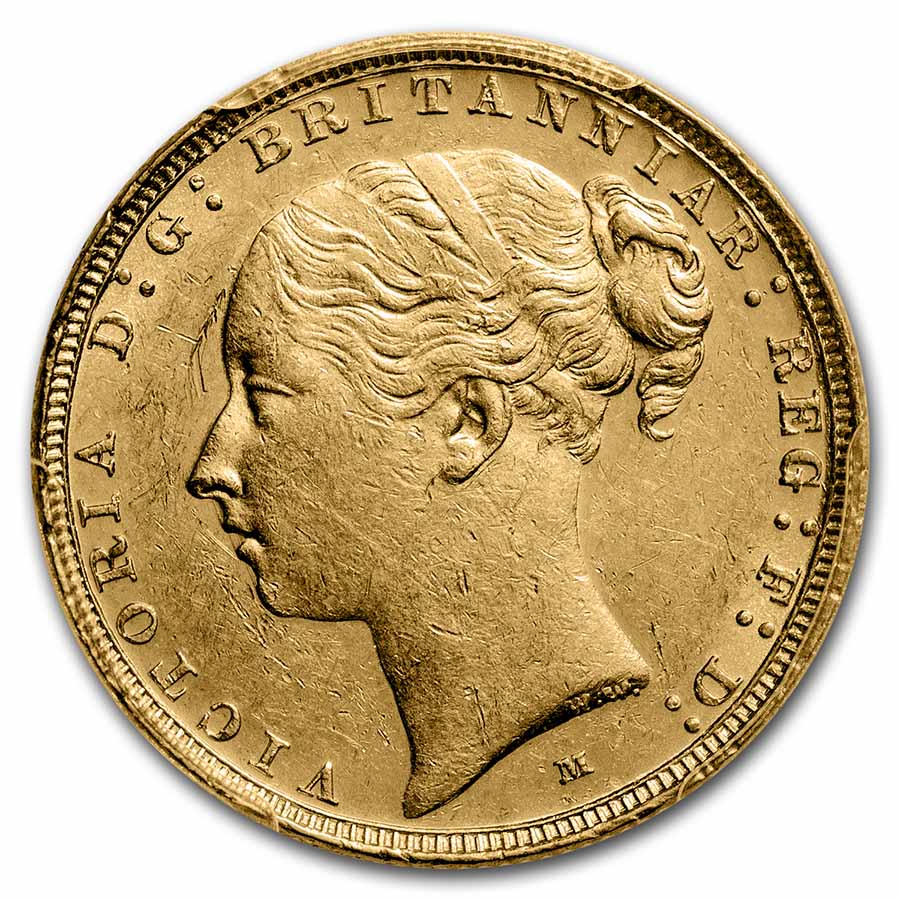 1886-M Australia Gold Sovereign Victoria AU-58 PCGS
