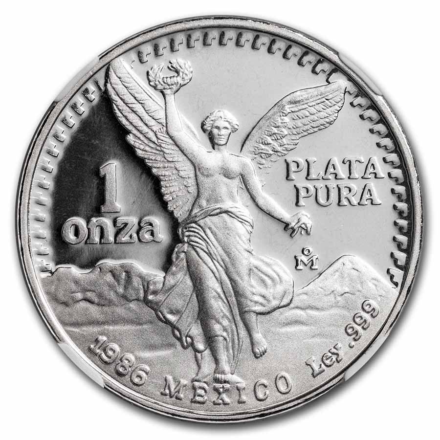1986 Mexico 1 oz Silver Libertad PF-69 UCAM NGC (Flag Label)