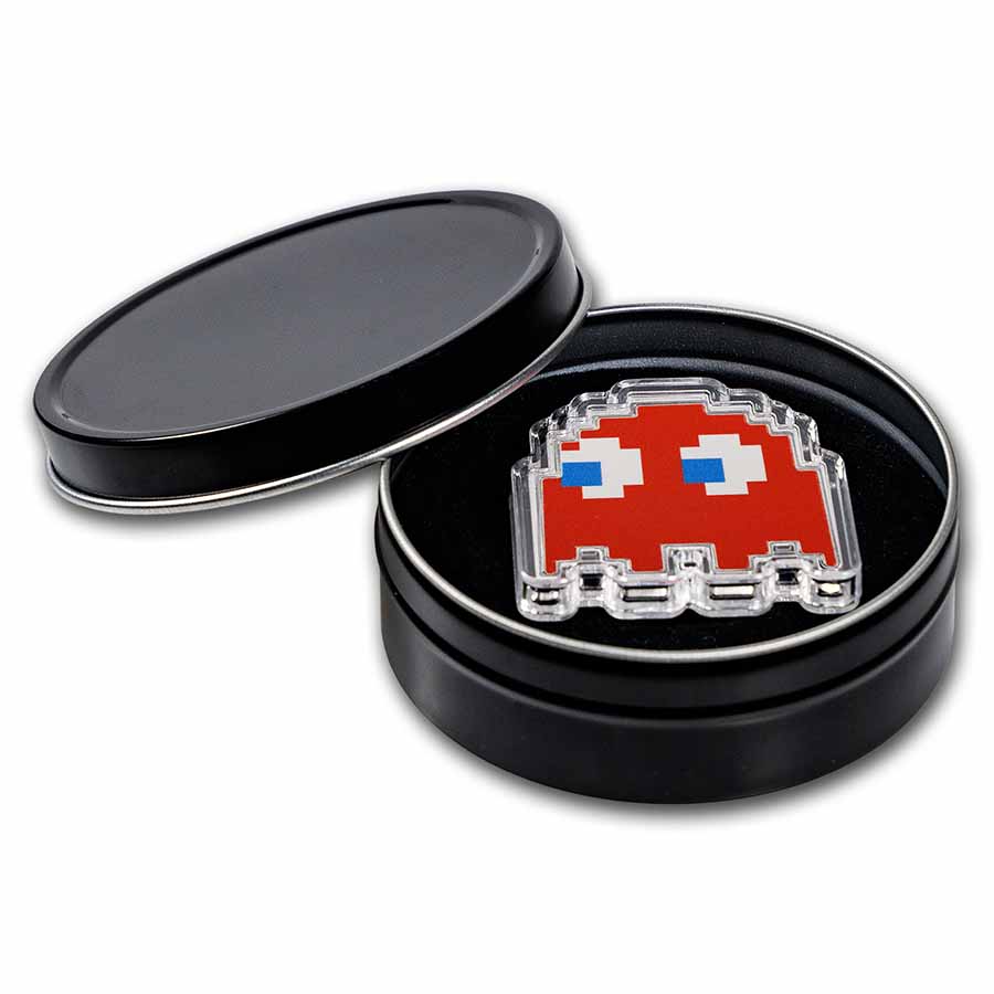 2022 Niue Colorized 1 oz Silver $2 PAC-MAN™ GHOST "BLINKY" Coin
