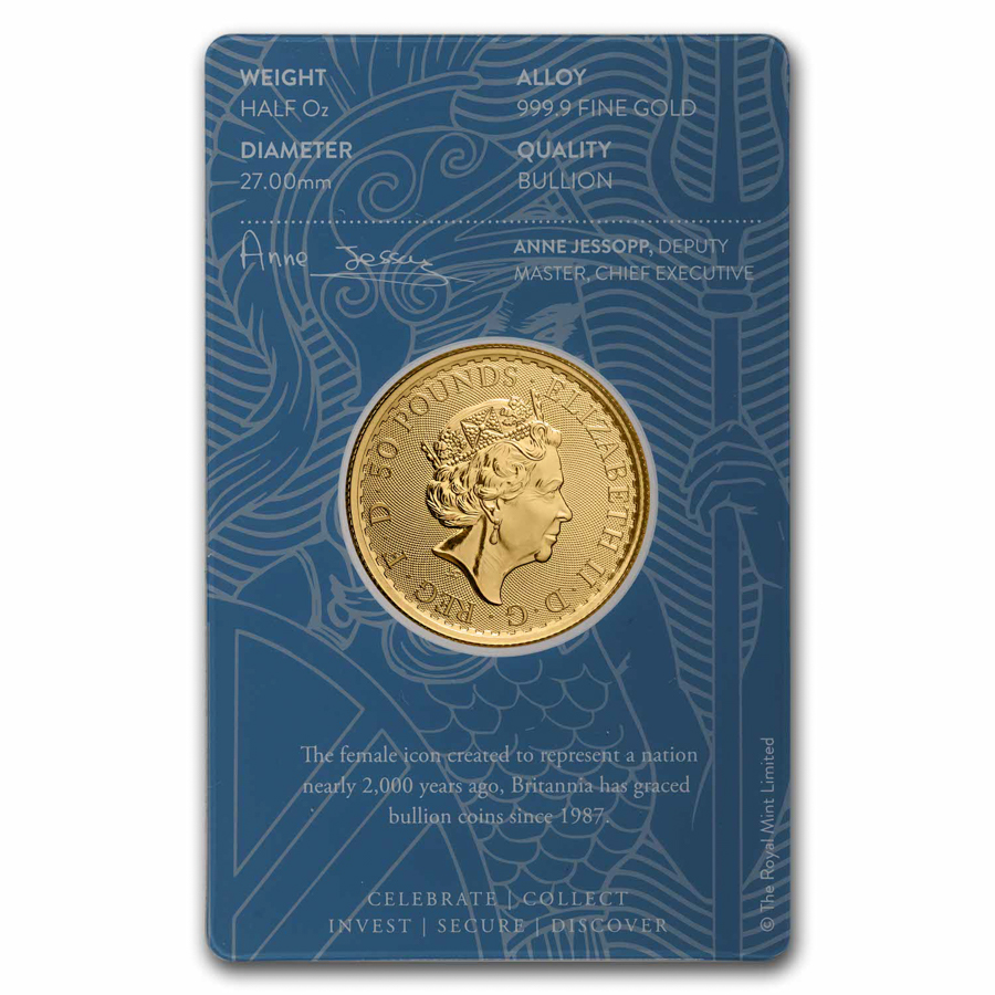 Great Britain 1/2 oz Gold Britannia BU Random Year in Assay