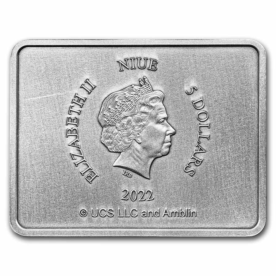2022 Niue 2 oz Silver $5 Jurassic World Dominion Raptor Sign Coin