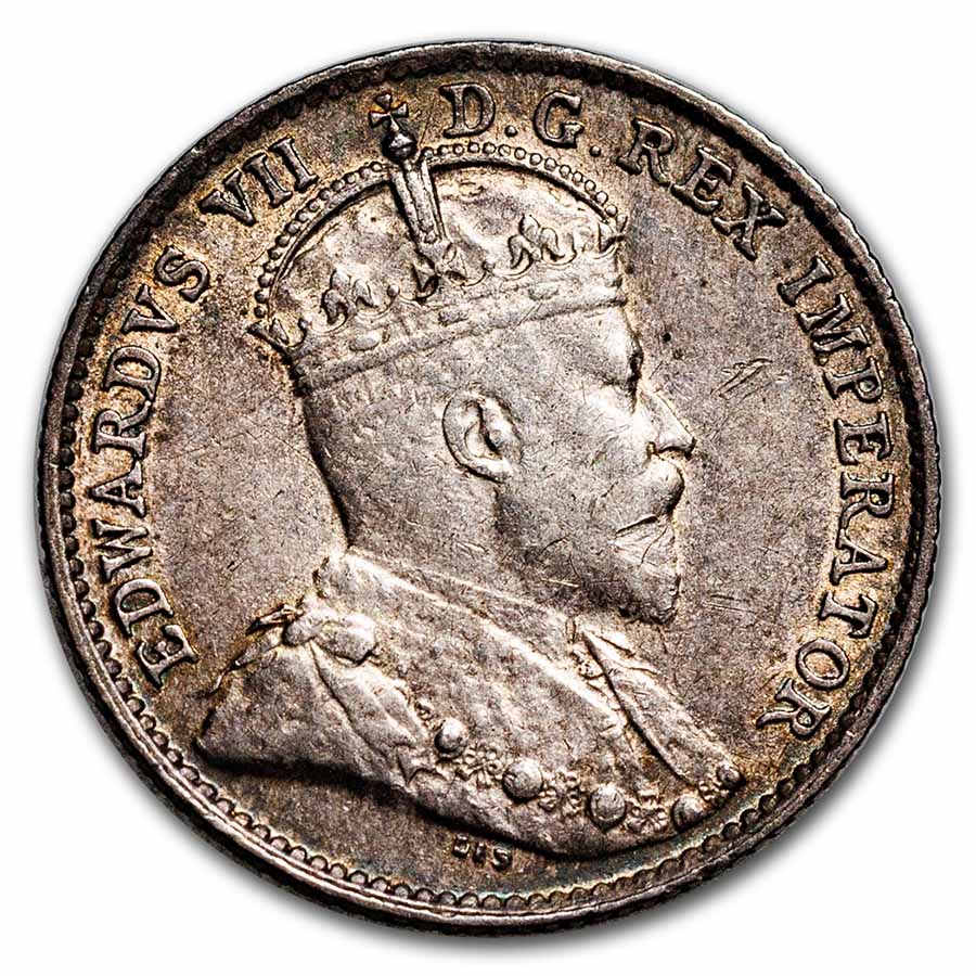 1910 Canada Silver 5 Cents Edward VII BU