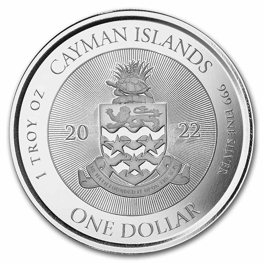 2022 Caymans Queen Elizabeth II 70th 1 oz Silver Platinum Jubilee