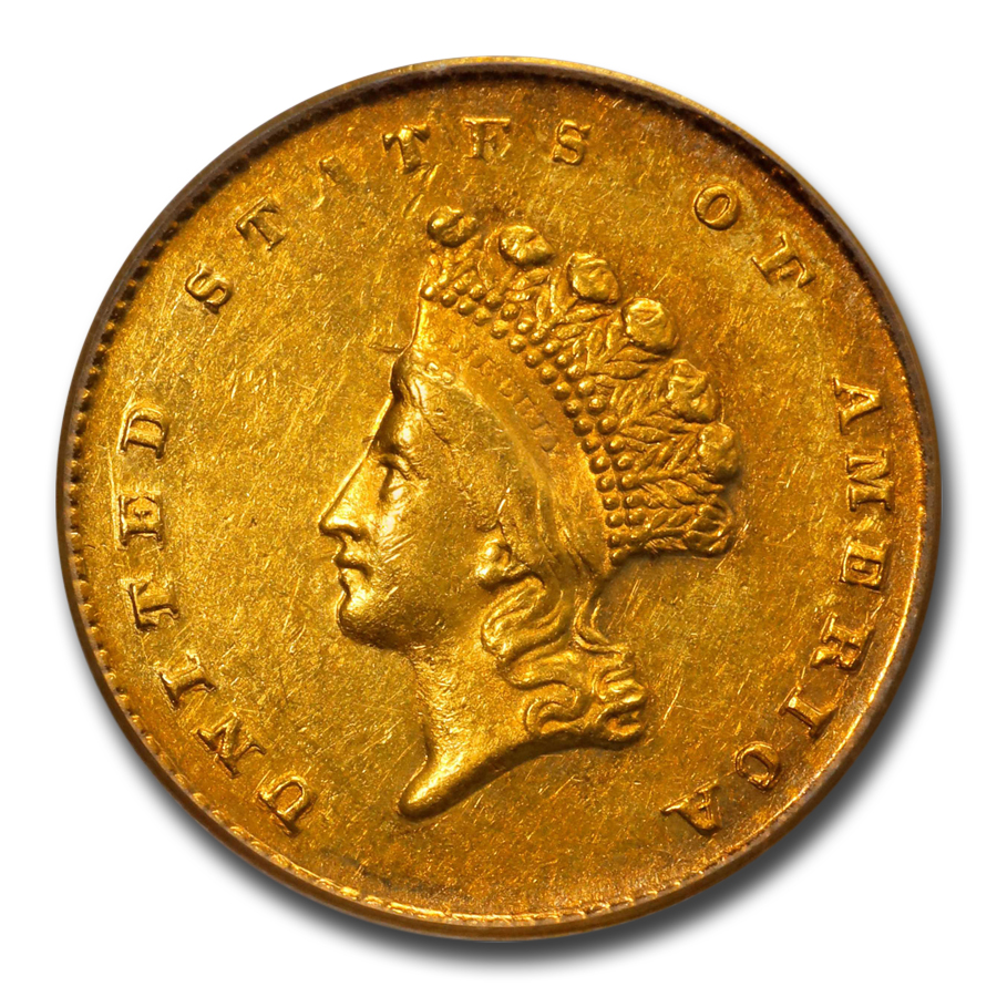 1855-D $1 Indian Head Gold AU-55 PCGS