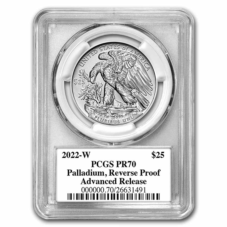 2022-W 1 oz Reverse Proof Palladium Eagle PR-70 PCGS (AR, Black)