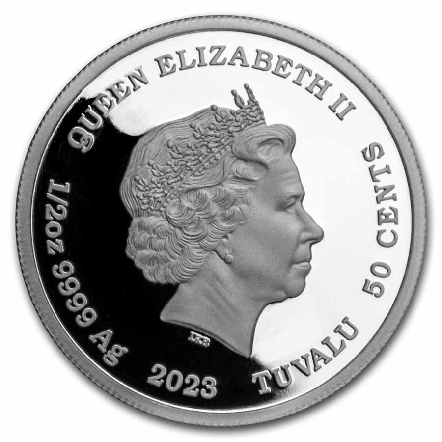 2023 Tuvalu 1/2 oz Silver Lunar Baby Rabbit Proof (Colorized)