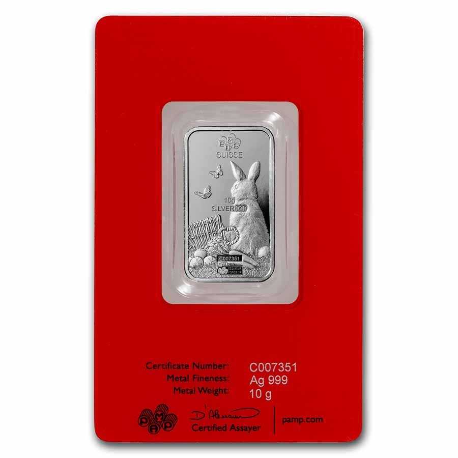 10 gram Silver Bar - PAMP Suisse (Year of the Rabbit)