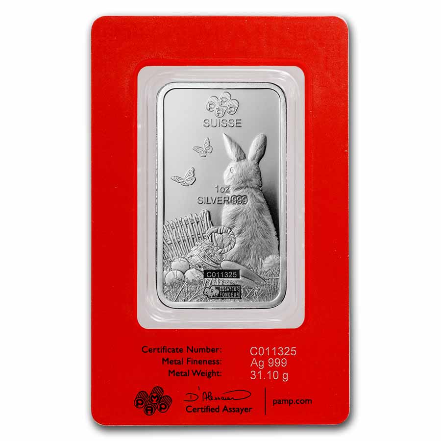 2023 1 oz Silver Bar - PAMP Suisse (Year of the Rabbit)