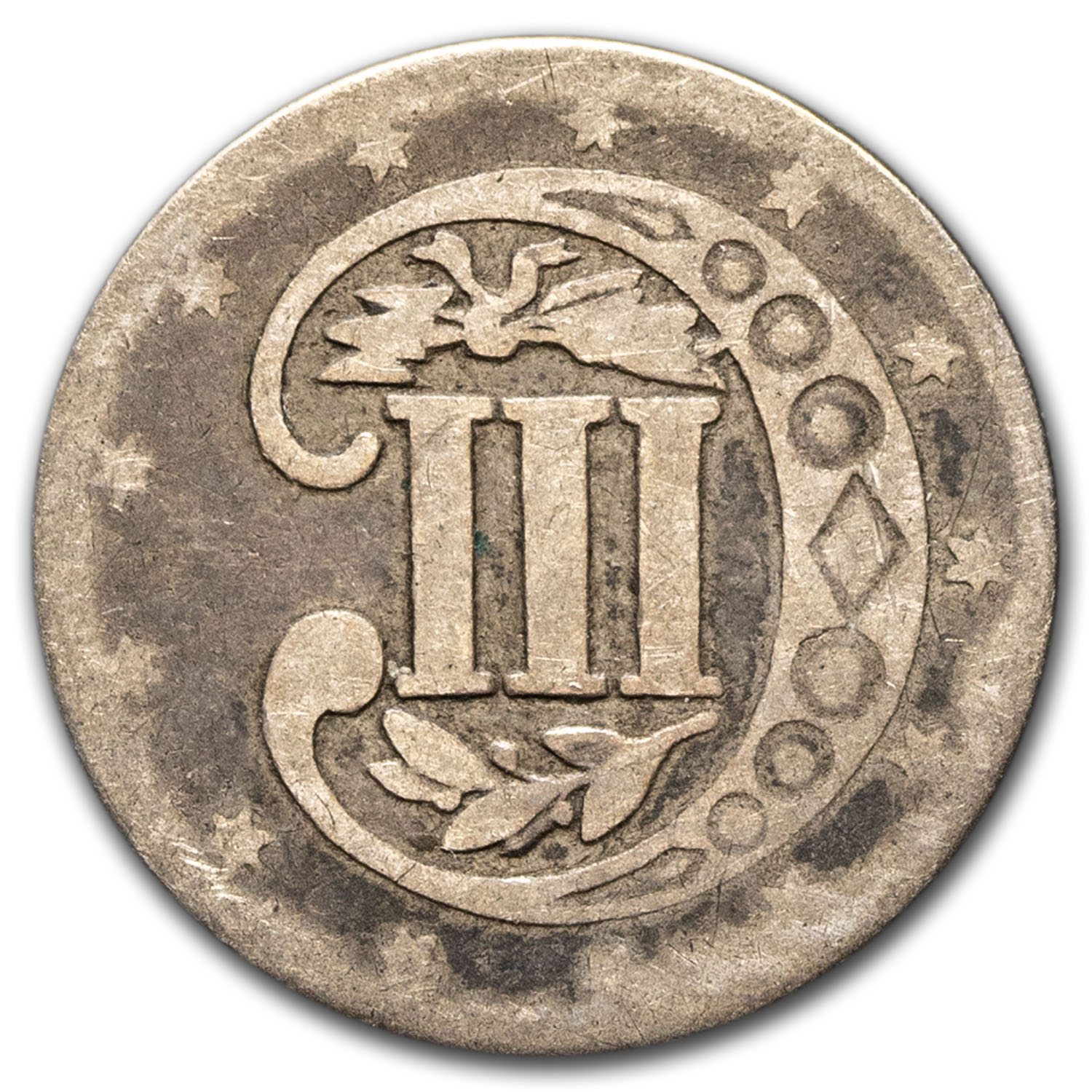 1858 Three Cent Silver VG
