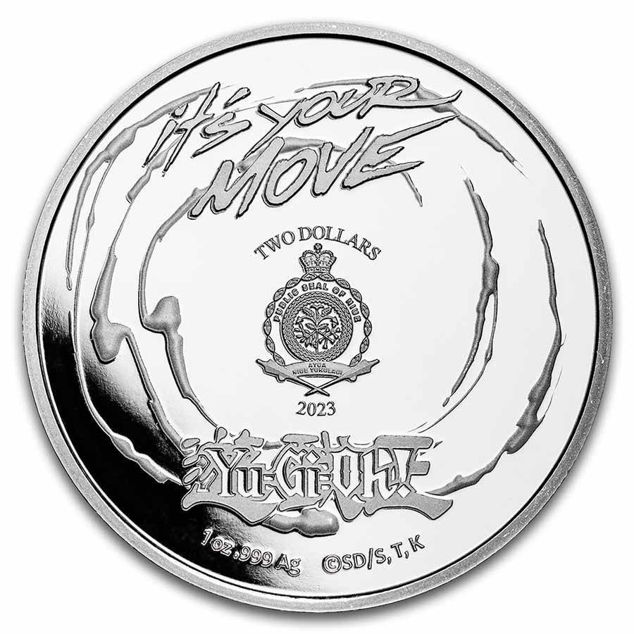 2023 Niue 1 oz Silver $2 Yu-Gi-Oh! Game Flip Coin 25th Anniv BU