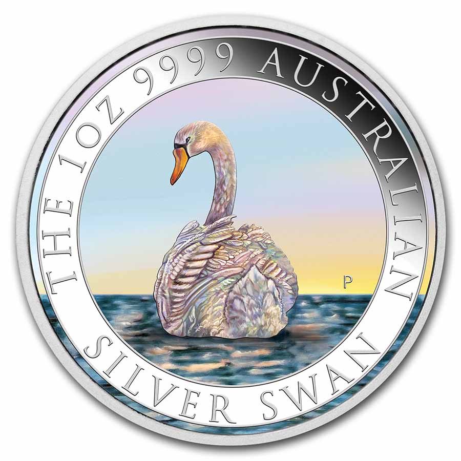 2023 AUS 1 oz Silver Swan Colorized MS-70 PCGS (FDI, Swan Label)