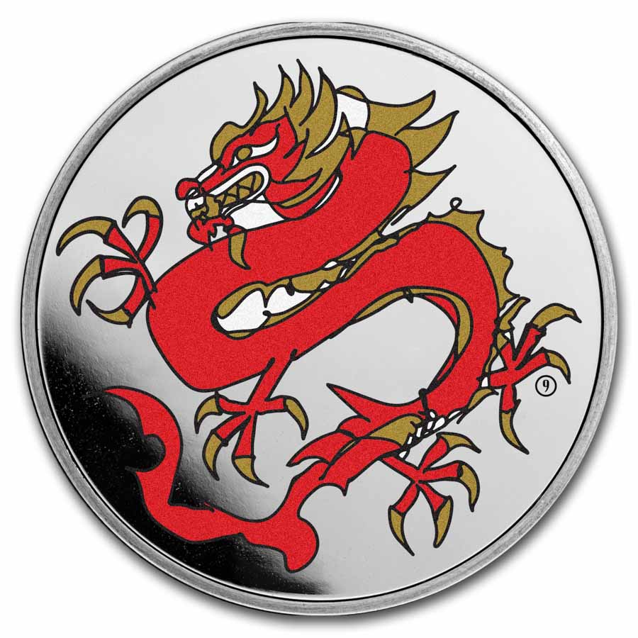 1 oz Colorized Proof Silver - Lunar "Dragon" by D.G. Smalling