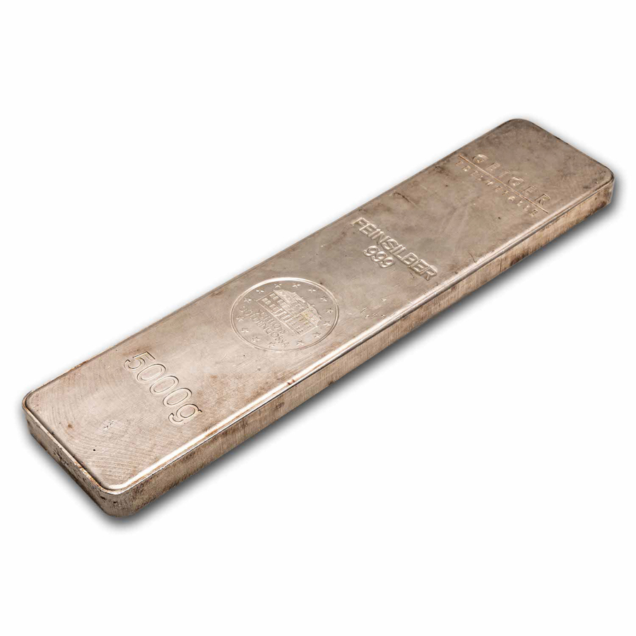 5000 gram Silver Bar - Geiger (Scruffy/No Label)