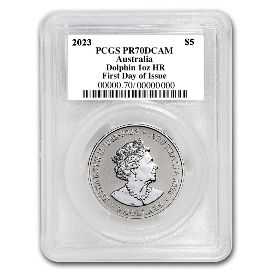 2023 Australia 1 oz Silver Dolphin PR-70 PCGS (First Day, HR)