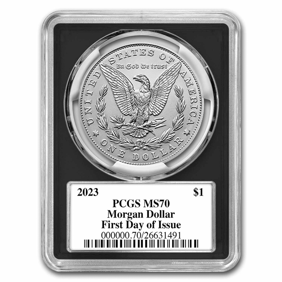 2023 Silver Morgan Dollar MS-70 PCGS (First Day of Issue, Black)