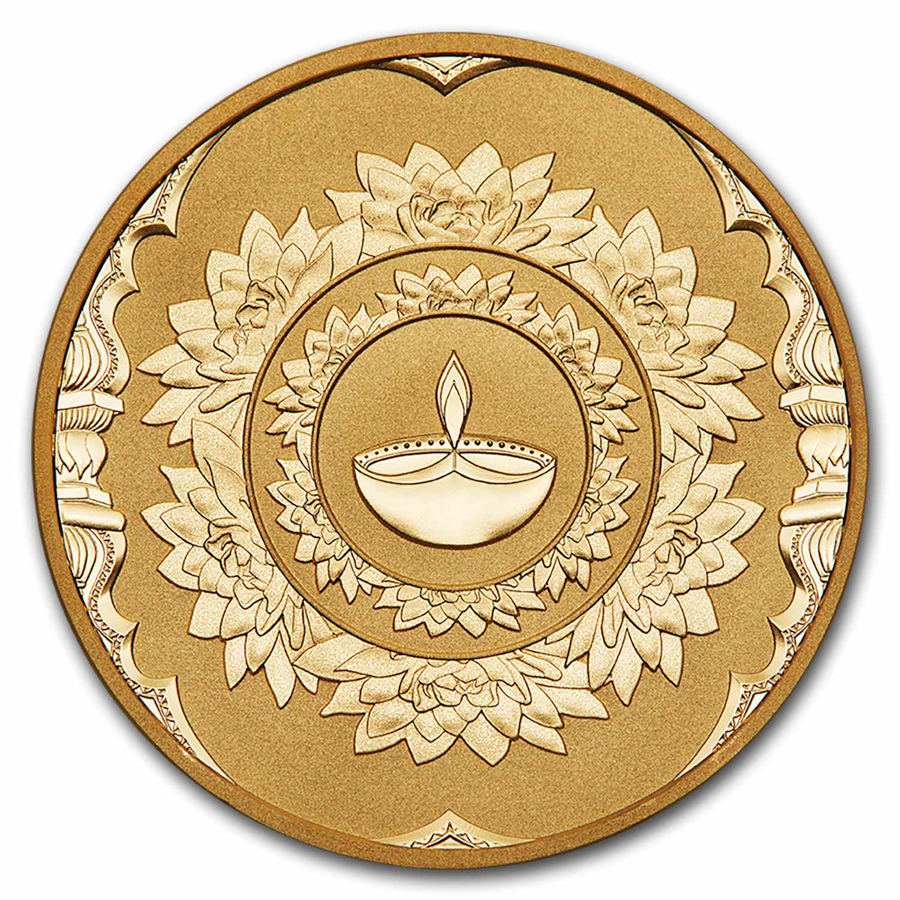 2023 Tuvalu 1 oz Silver Gilded Diwali Medallion Proof