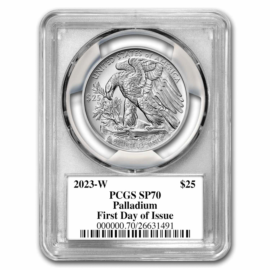 2023-W 1 oz Burnished Palladium Eagle SP-70 PCGS (FDI, Black)