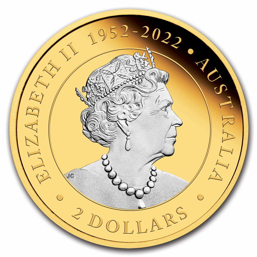 2023 Australia 2 oz Silver Kangaroo Proof (Reverse Gilded)