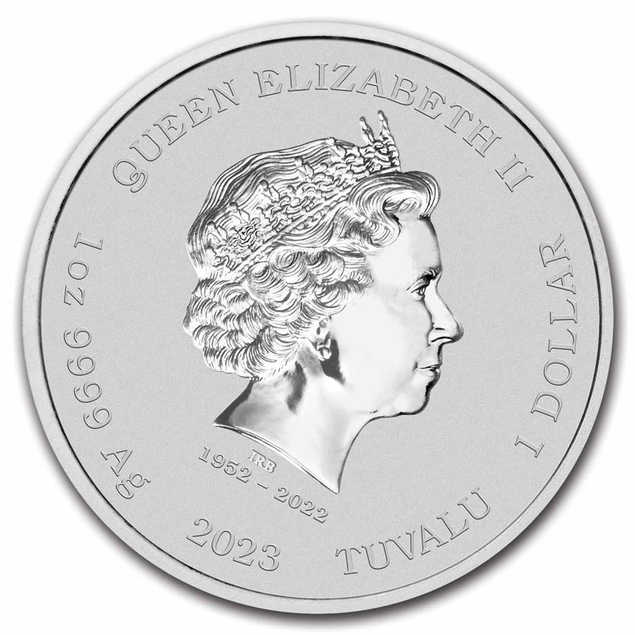 2023 Tuvalu 1 oz Silver James Bond Casino Royale Chip $1 Coin BU