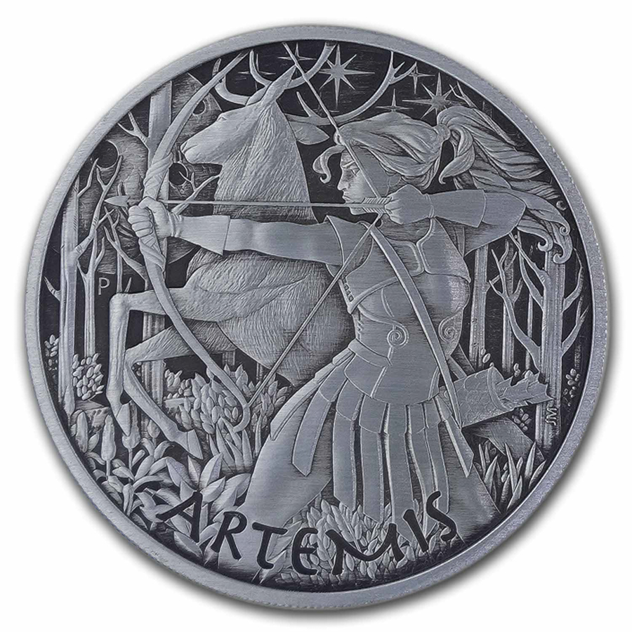 2023 Tuvalu 5 oz Silver Antiqued Gods of Olympus (Artemis w/ COA)