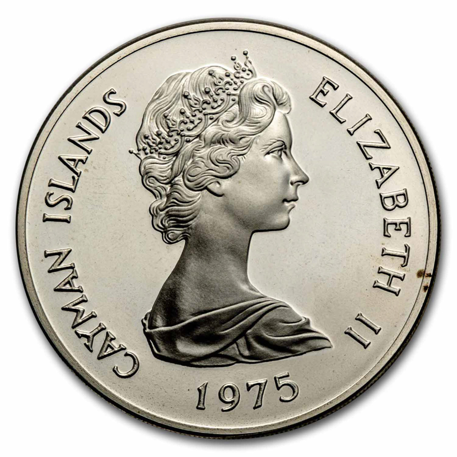 1975 Cayman Islands "Six-Queens of England" Silver $50 Proof