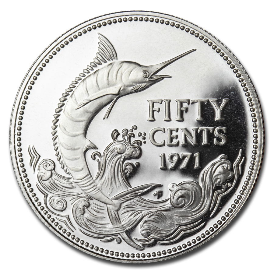 1971 Bahamas Silver 50 Cents Swordfish Proof