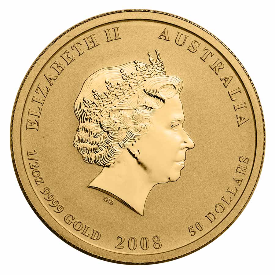 2008 Australia 1/2 oz Gold Lunar Mouse BU (Series II)