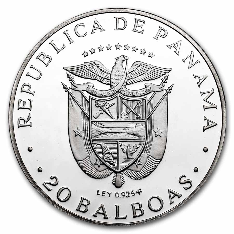 1974 Panama Silver 20 Balboas Simon Bolivar Proof