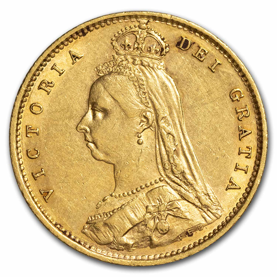 1889-S Australia Gold 1/2 Sovereign AU