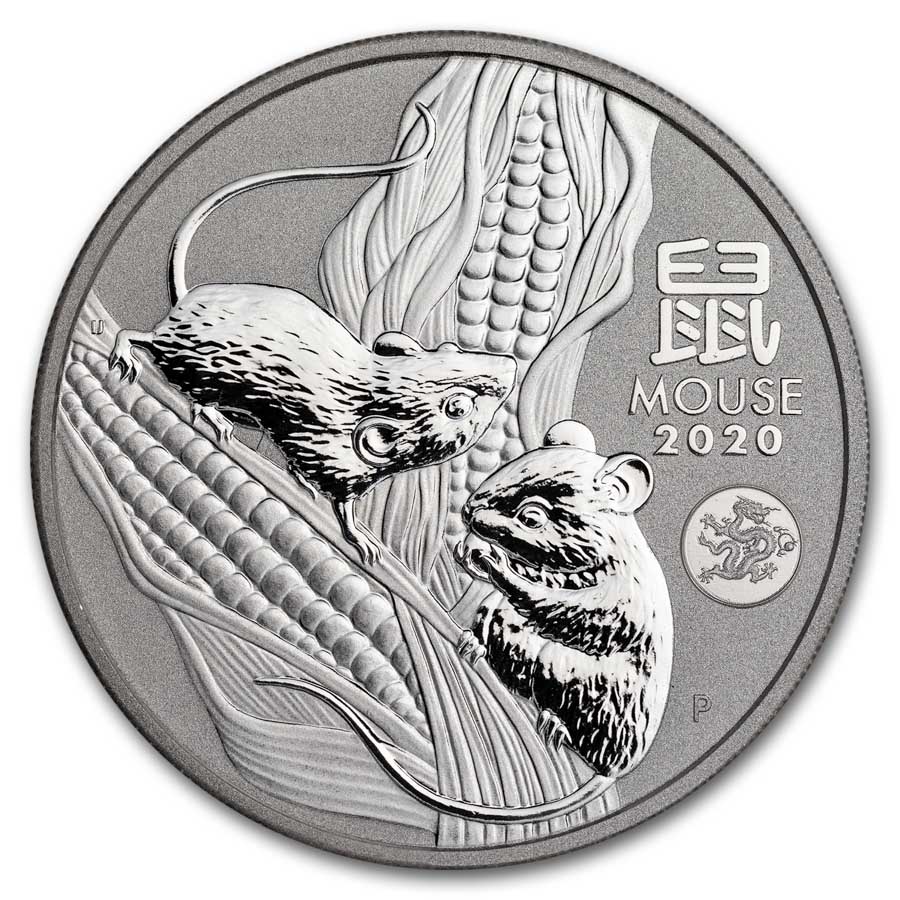 2020 Australia 1 oz Silver Lunar Mouse BU (Dragon Privy)