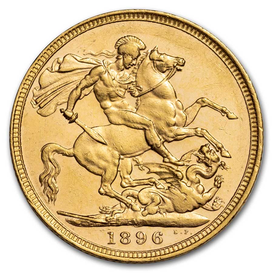 1896-M Australia Gold Sovereign Victoria Veiled Head BU