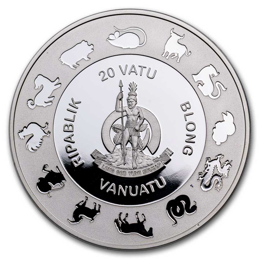 2025 Vanuatu 1 oz Silver Year of the Snake Gold Gilded w/ Pearl
