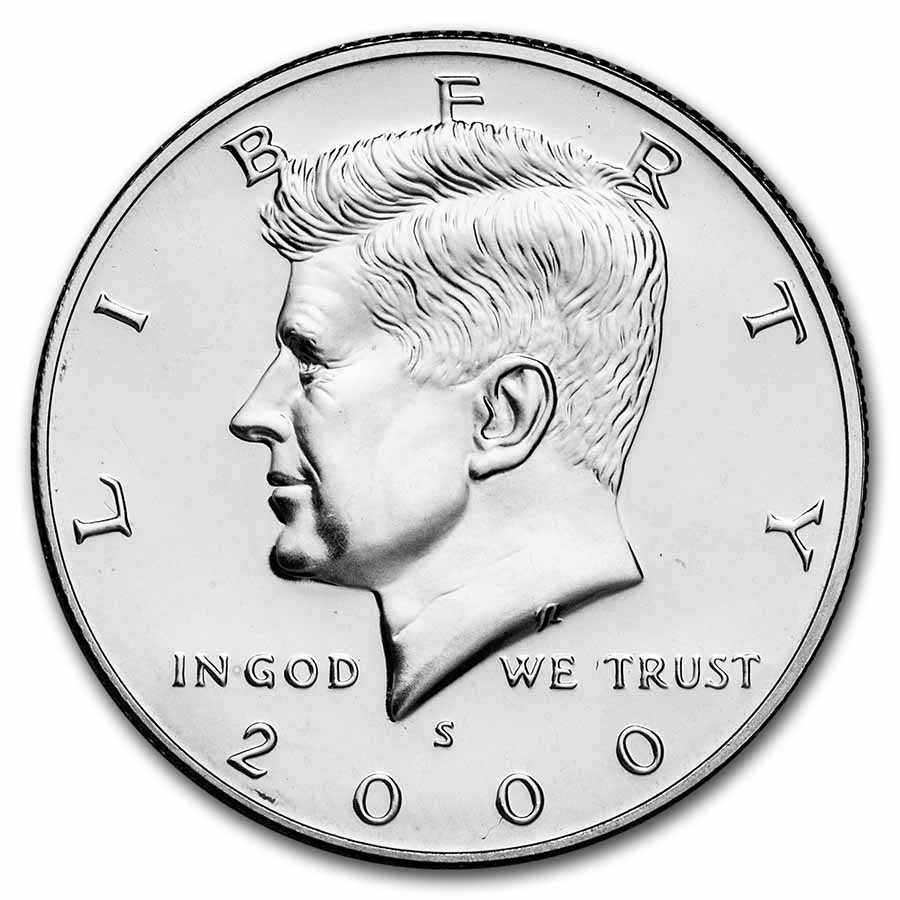 2000-S Silver Kennedy Half Dollar 20-Coin Roll Proof