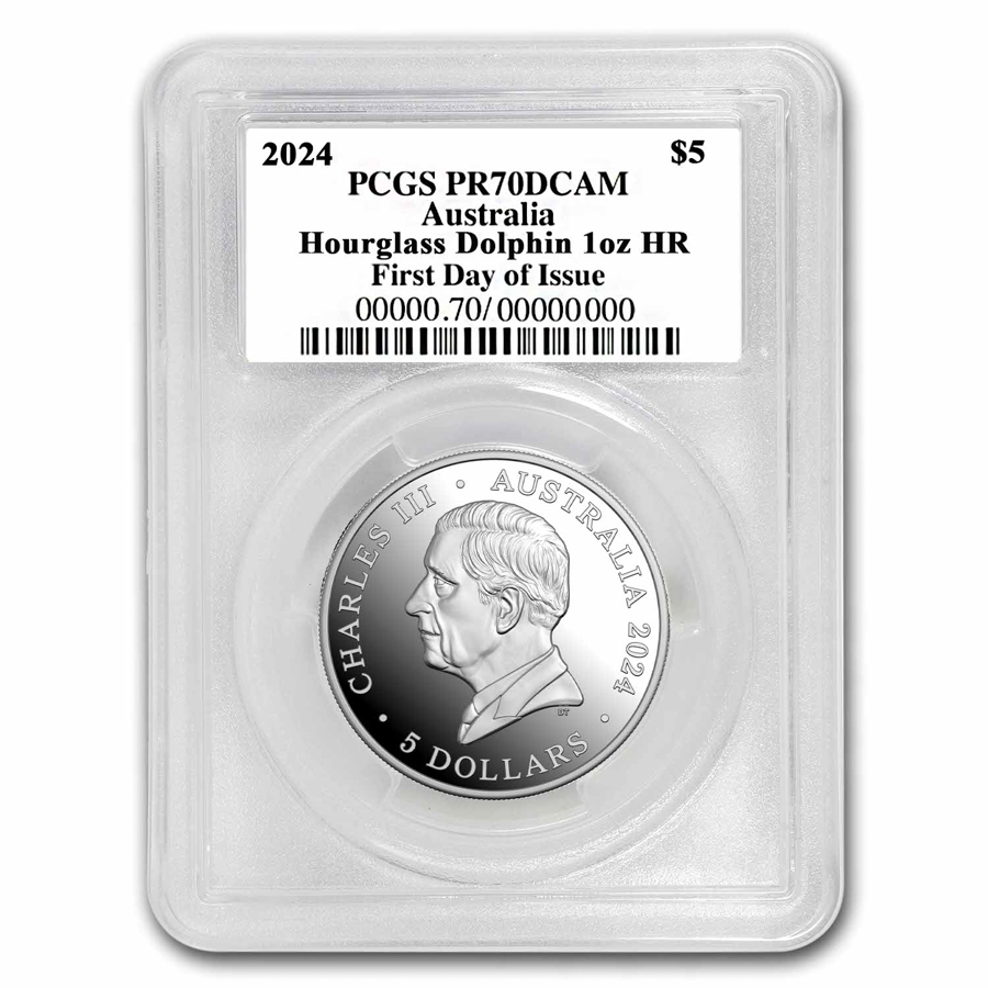 2024 Australia 1 oz Silver Dolphin PR-70 PCGS (First Day, HR)