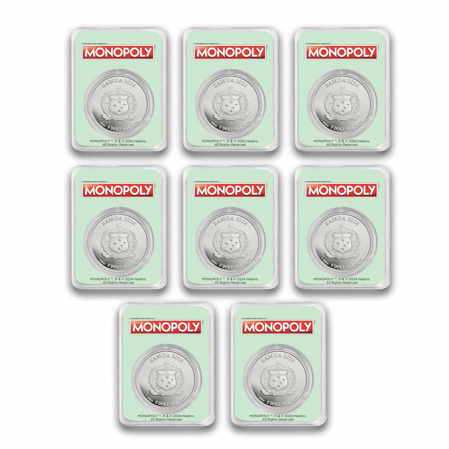 2024 Samoa 8-Coin Silver Monopoly Board Spaces Set