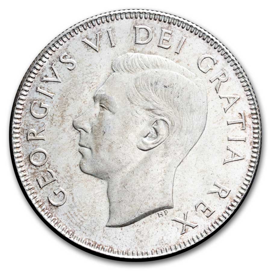 1950 Canada Silver 50 Cents George VI AU