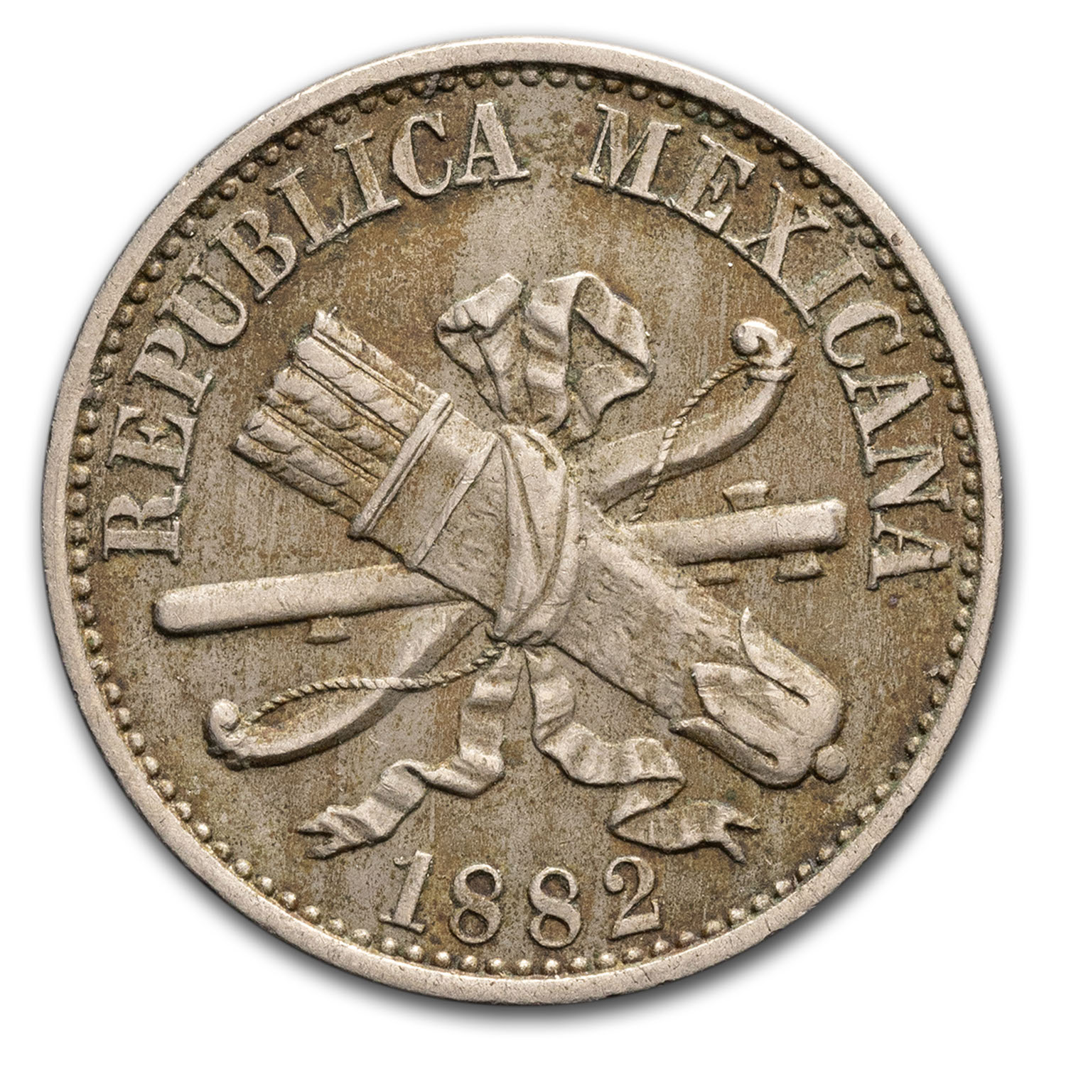 1882-1883 Mexico Copper-Nickel 5 Centavos Avg Circ